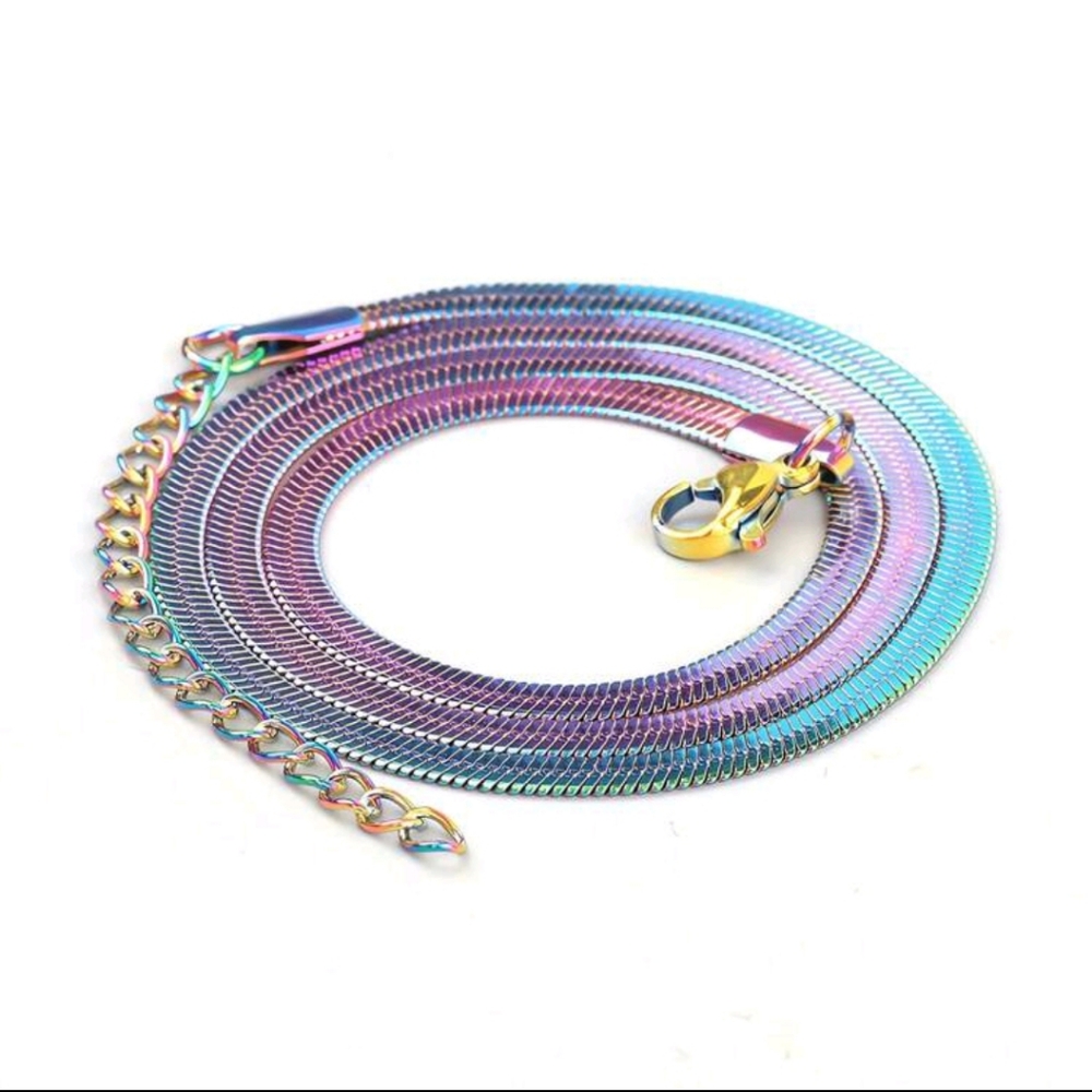 Oil slick chain necklace